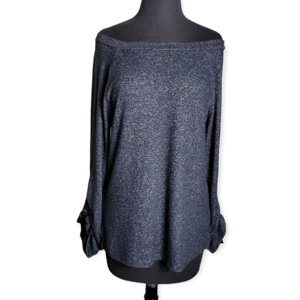 B collection by Bobeau jessa cozy off the shoulder charcoal heathetop size small